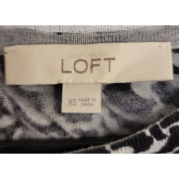 Ann Taylor Loft Womens Knit Sweater Black White Cotton XS Long Sleeves - Picture 6 of 7